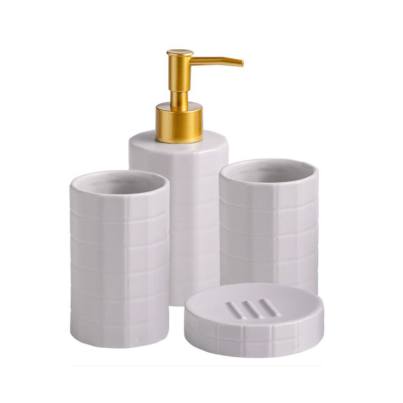 Checkered matte light gray--four-piece set