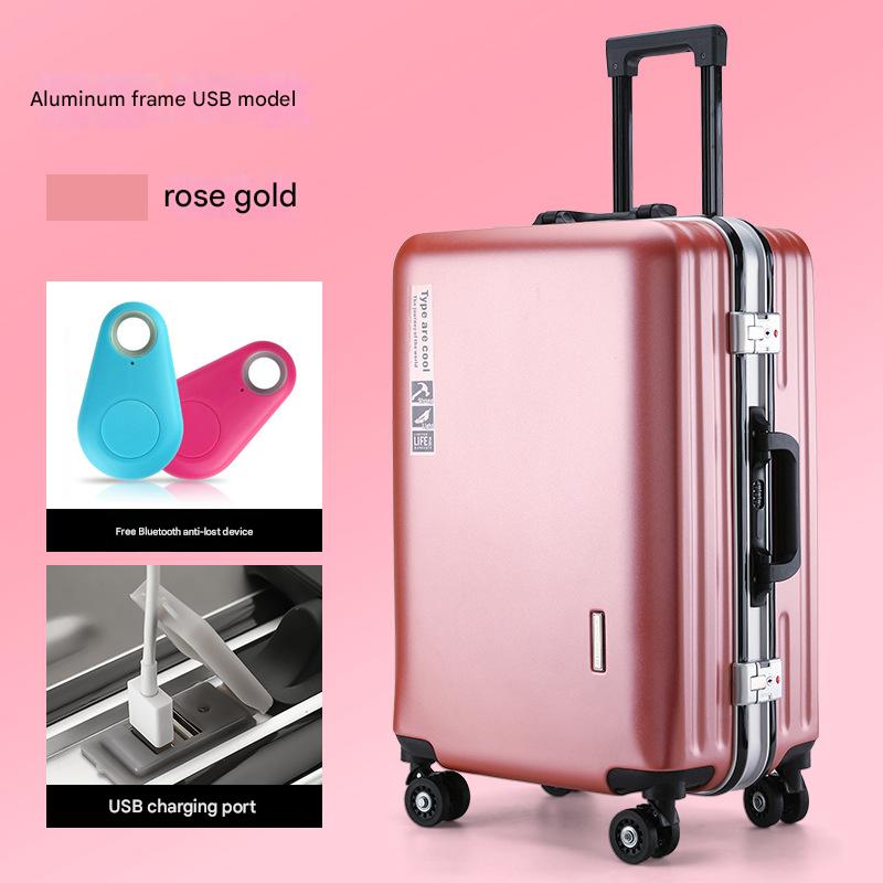 Rose gold-aluminum frame for anti-lost charging port