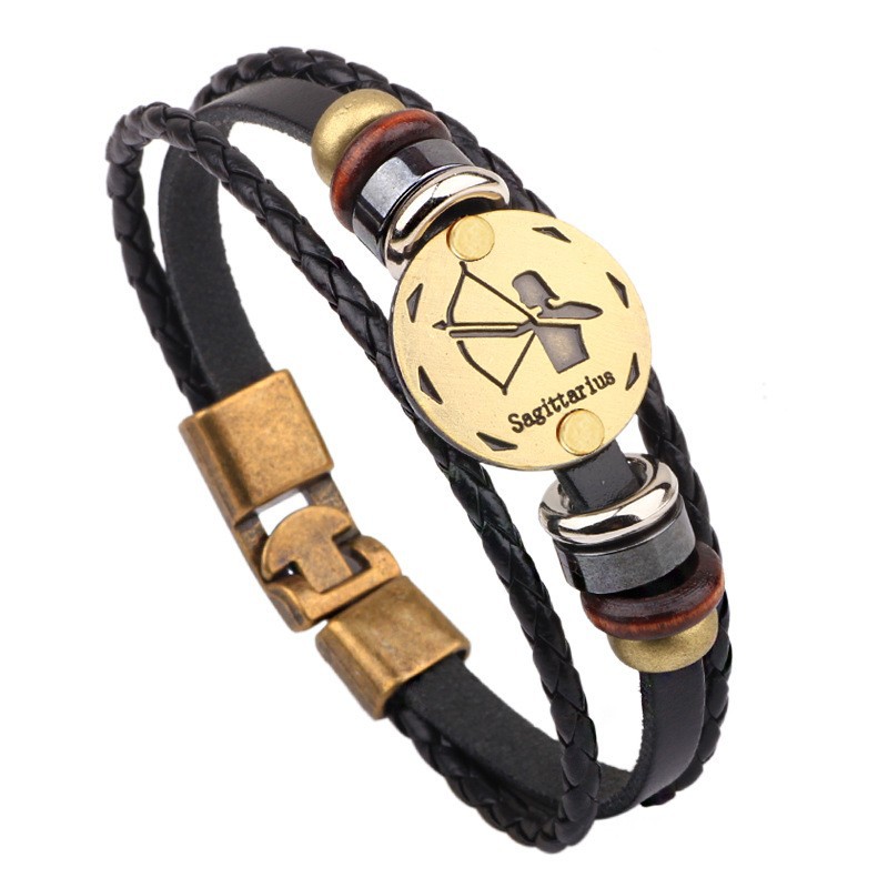 Sagittarius leather bracelet