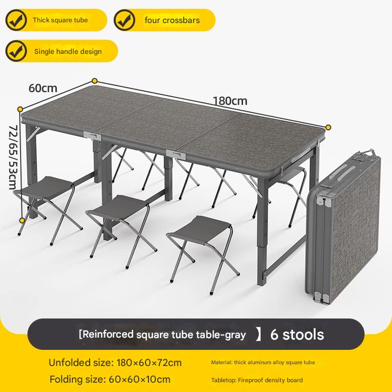 square tube-grey] 180*60 single table   6 cloth stools