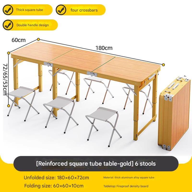 180*60 single table  6 cloth stools