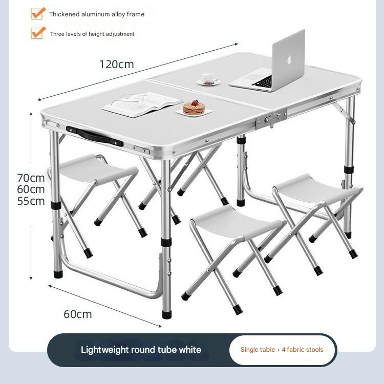 [Round tube type 120cm]-snow mountain White  4 cloth stool