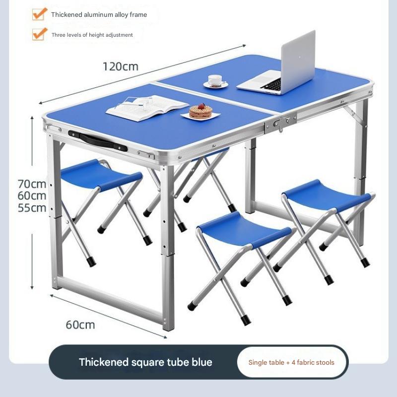 [Bold square tube 120cm]-sea blue  4 cloth stool