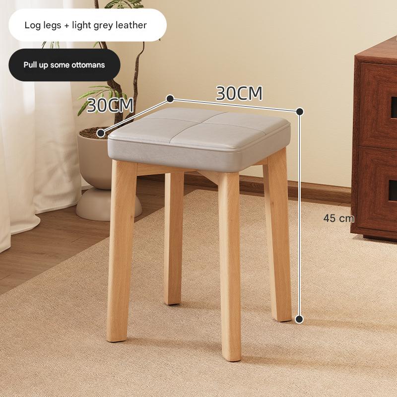 Solid wood legs   light gray leather