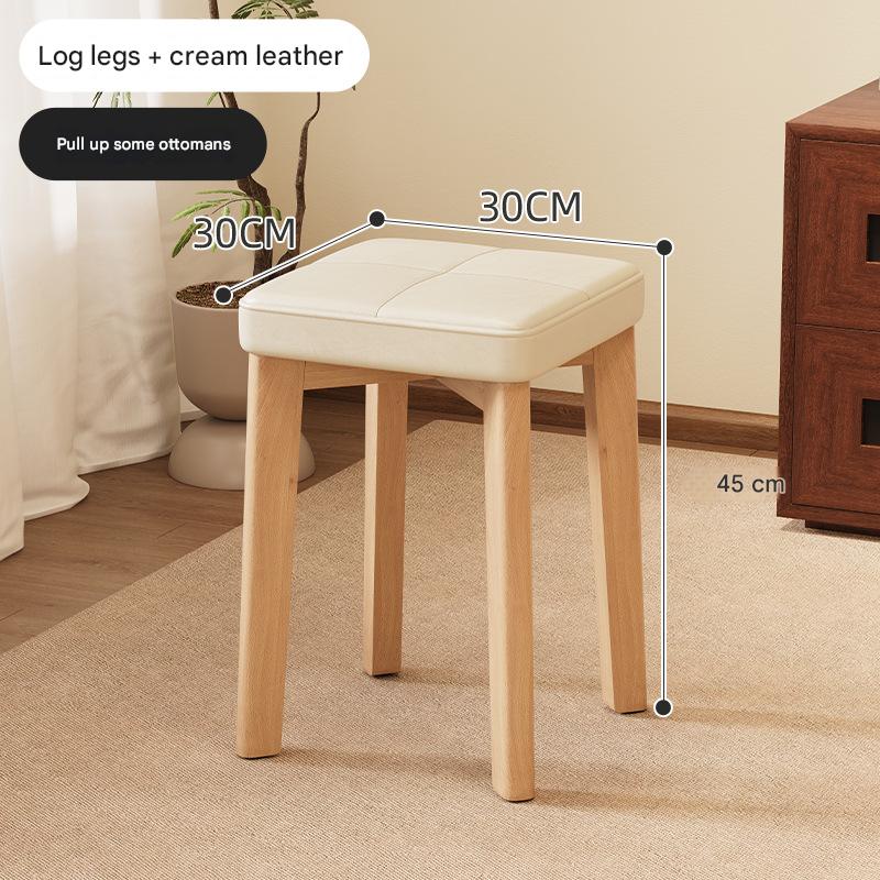 Solid wood legs   milk white leather