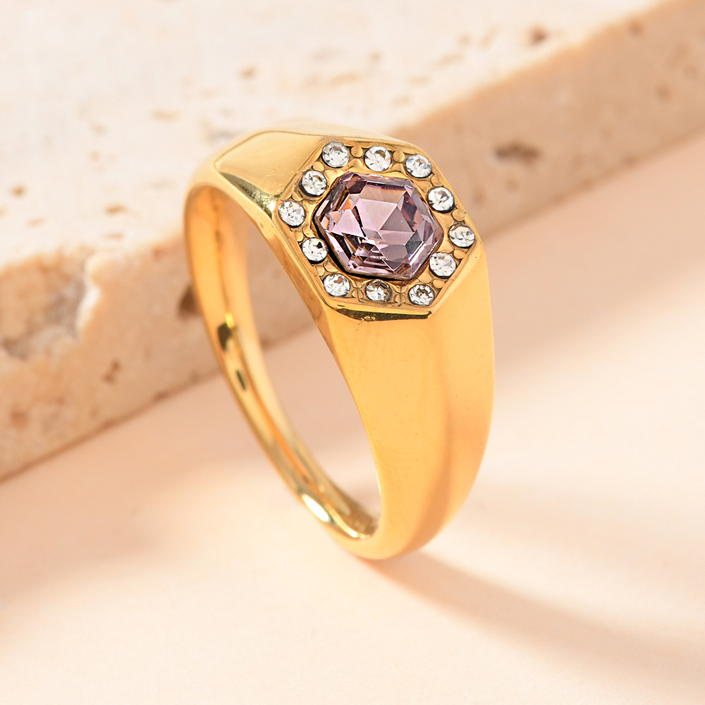 Gold (set with purple diamonds) US Size #10