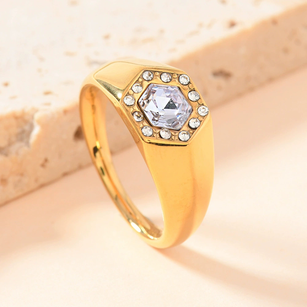 Gold (set with light purple diamonds) US Size #9