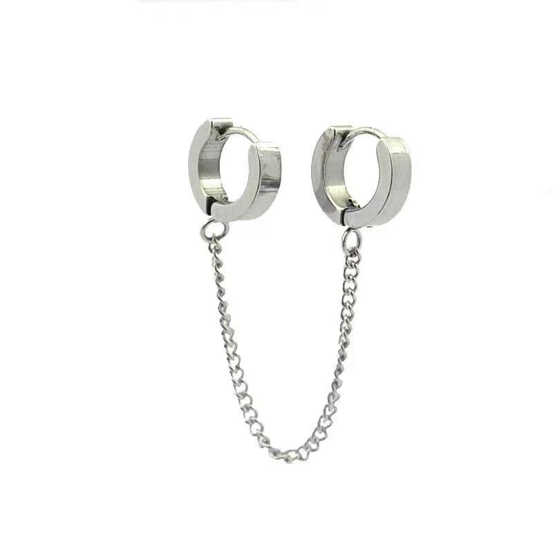 Steel color with ear holes and ear studs