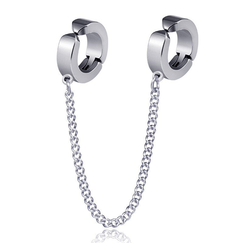 Steel-colored ear clip without ear holes