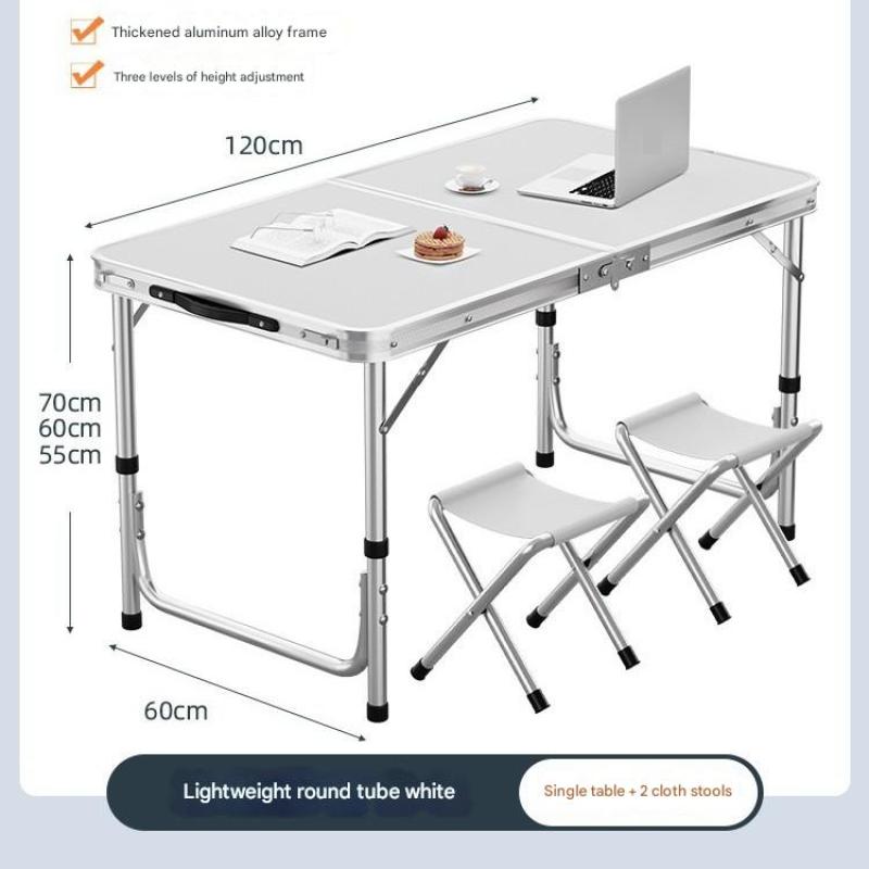 [Round tube type 120cm]-snow mountain White  2 cloth stool