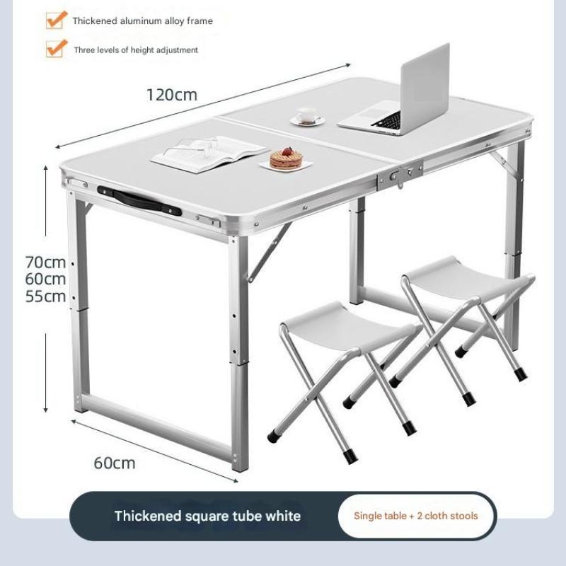 [Bold square tube 120cm]-snow mountain White  2 cloth stool