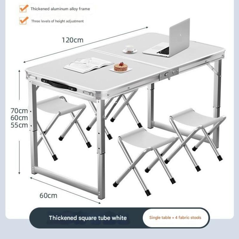 [Bold square tube 120cm]-snow mountain White  4 cloth stool