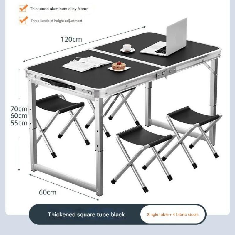 [Bold square tube type 120cm]-Tike black  4 cloth stool