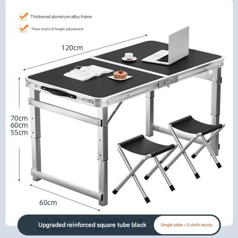 [Bold square tube type 120cm]-Tike black  2 cloth stool