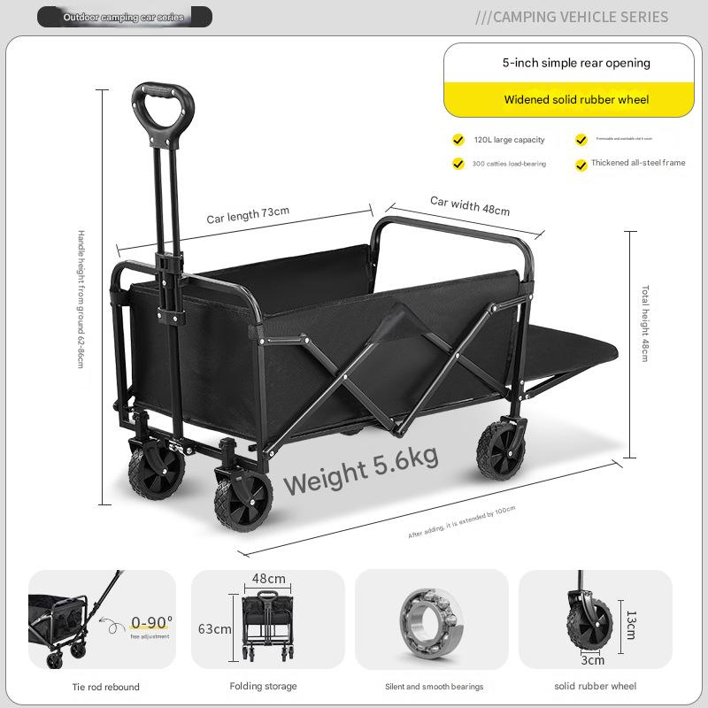 back-open type 5inch wheels black