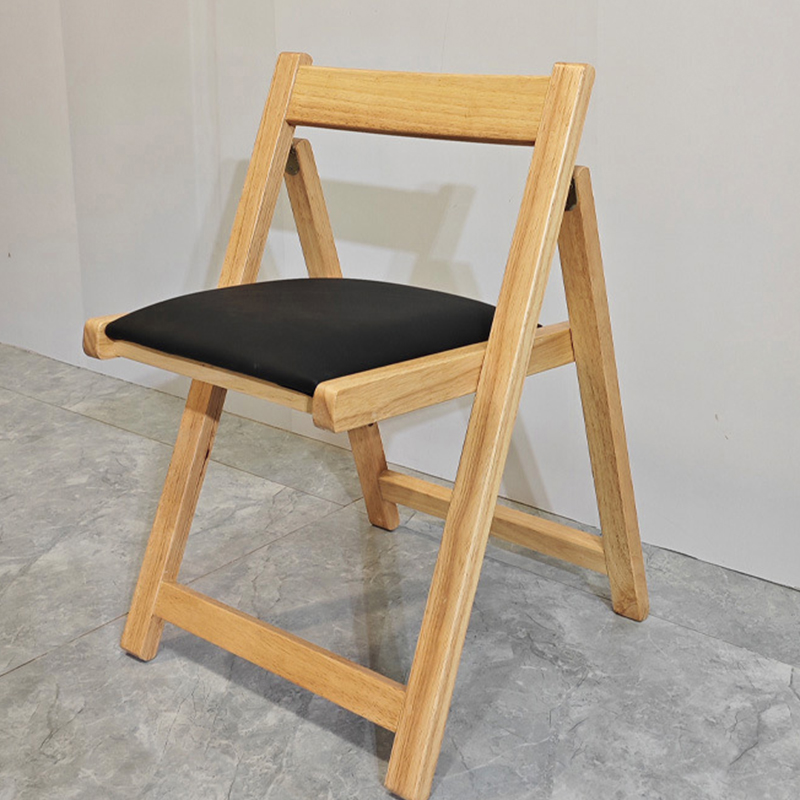 Log color wooden frame   black leather