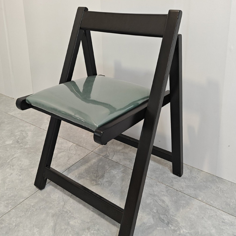 Black wooden frame   green leather