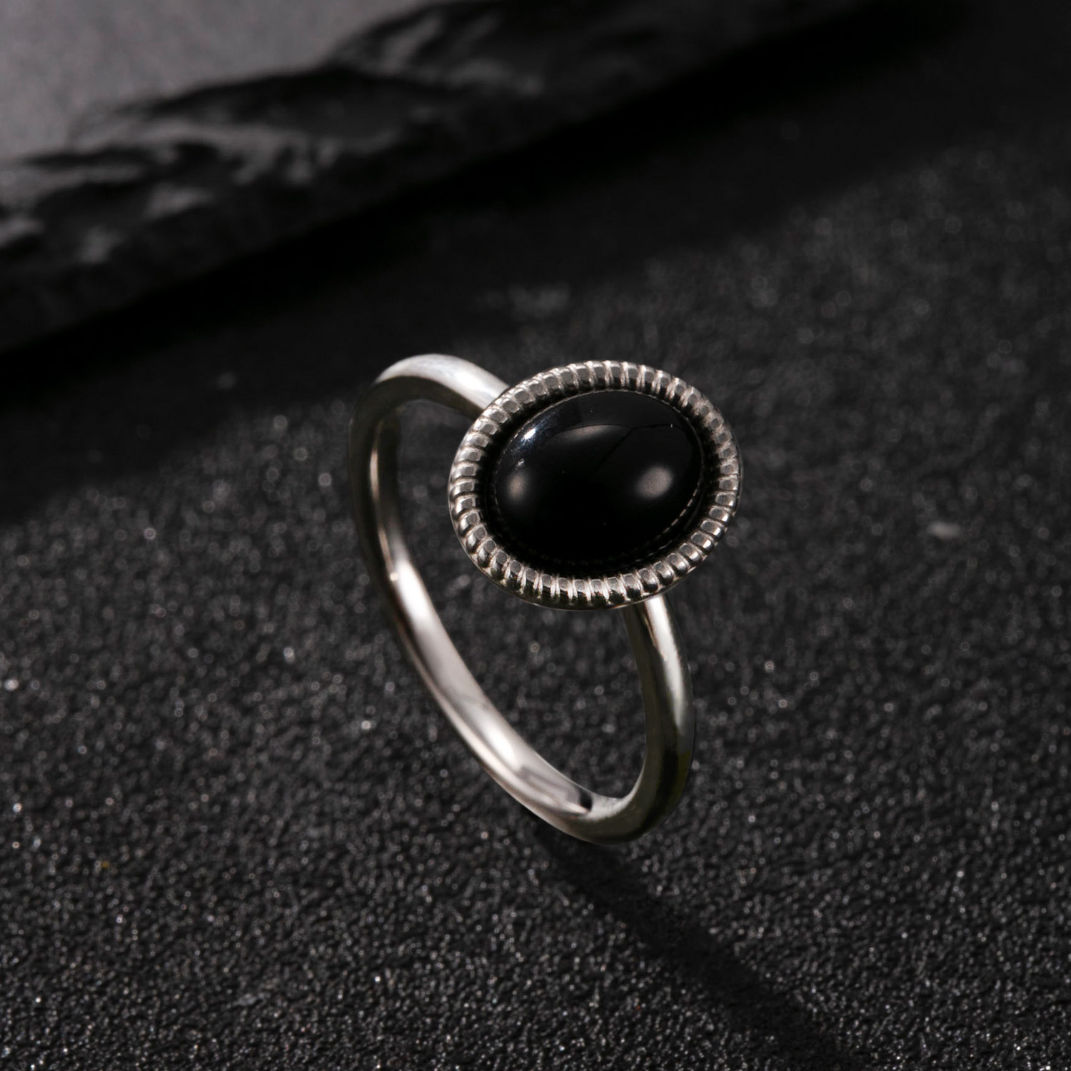 Steel color (black natural stone) US Size #7