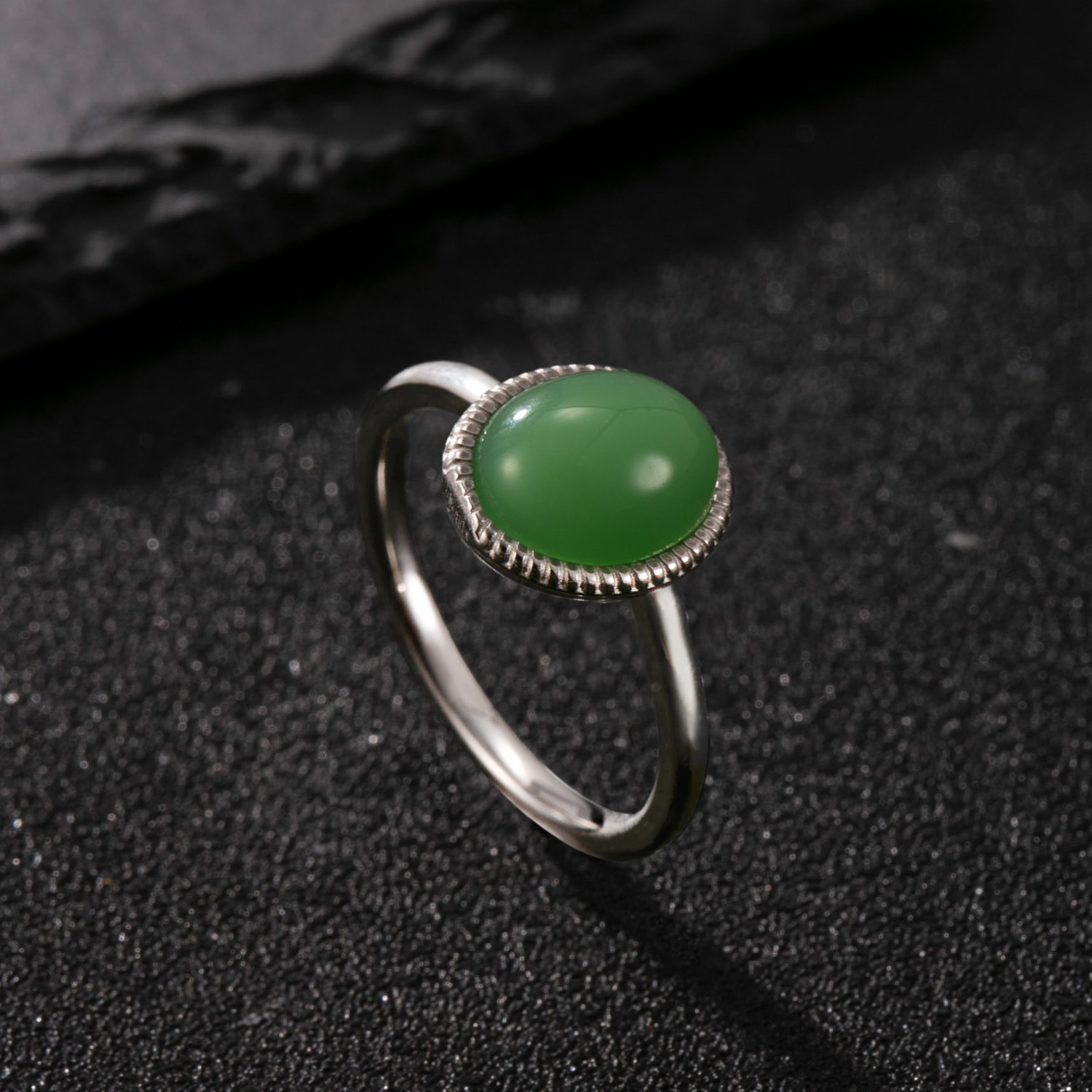 Steel color (dark green natural stone) US Size #6