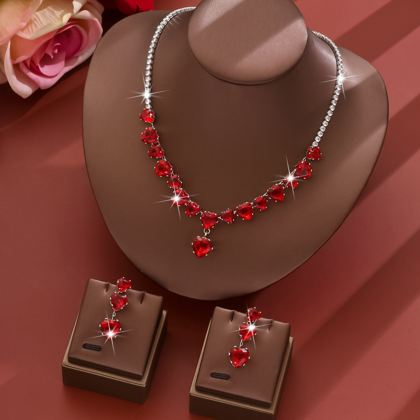 1:red necklace   earrings