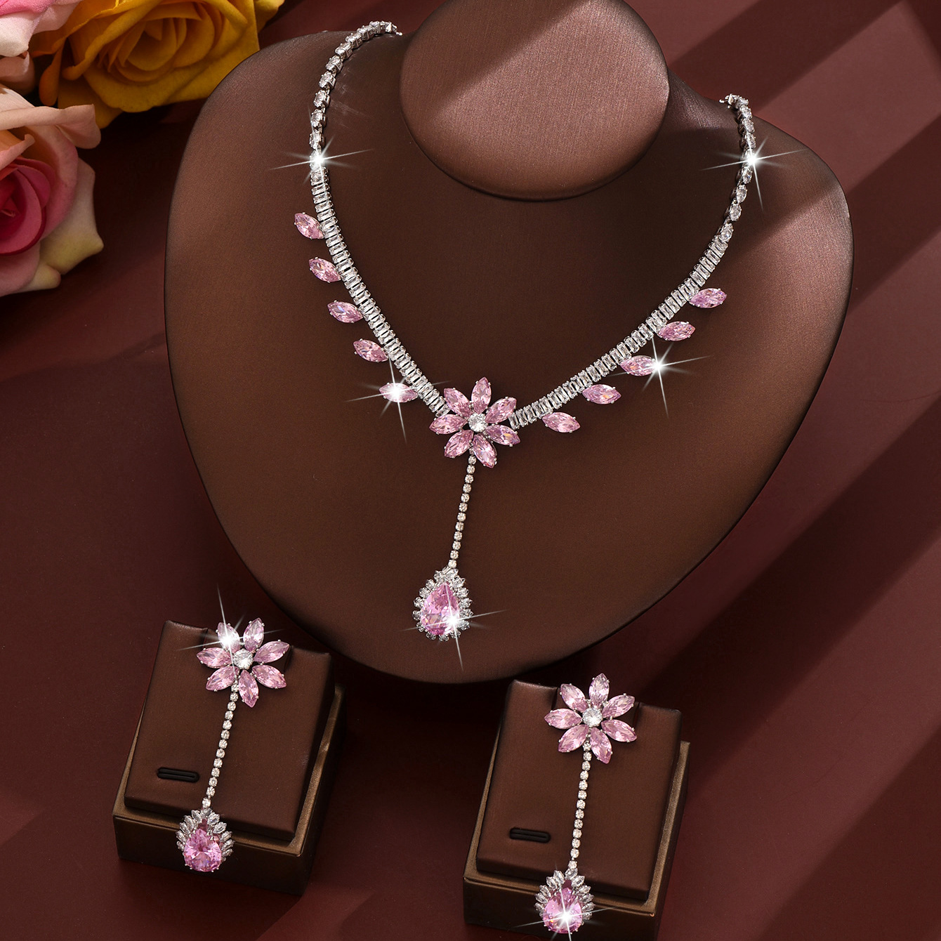1:pink necklace   earrings