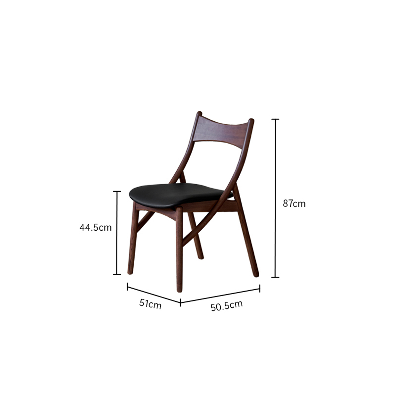 Walnut color-black pu seat cushion (rubber wood)