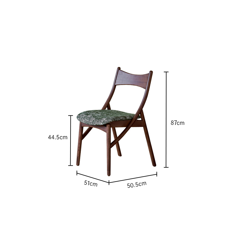 Walnut color-green cotton and linen printing (rubber wood)