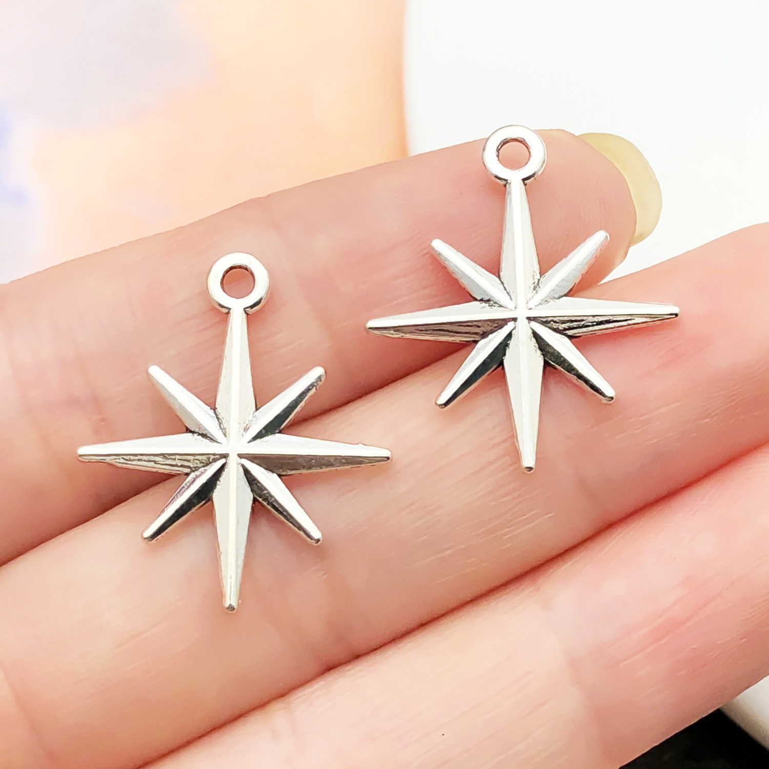 21508-1 ancient silver zinc alloy eight-pointed st