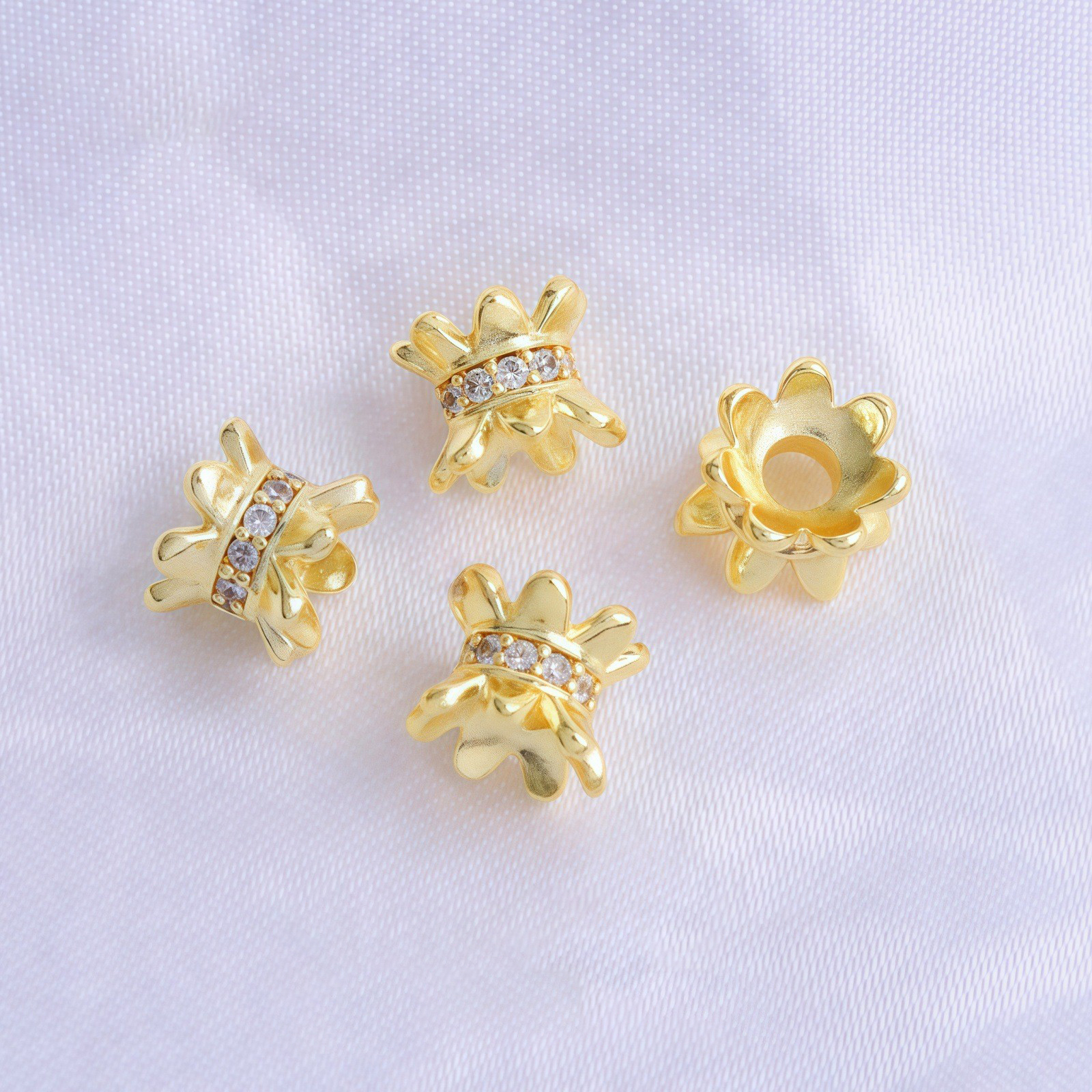 18k gold/1 piece Small/double-ended flower recepta