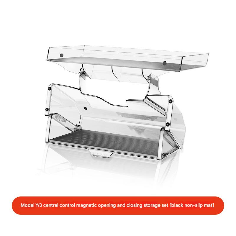 Renewed version of model y/3 retractable under-screen storage box   etc bracket tray [transparent black   white mat]