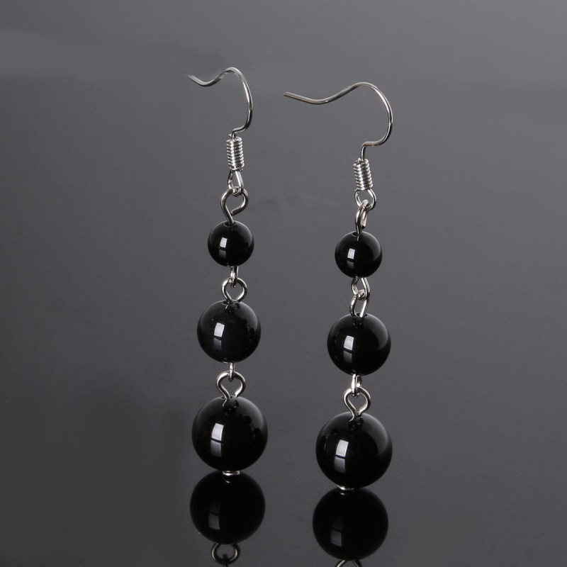 1:Black onyx ball earrings