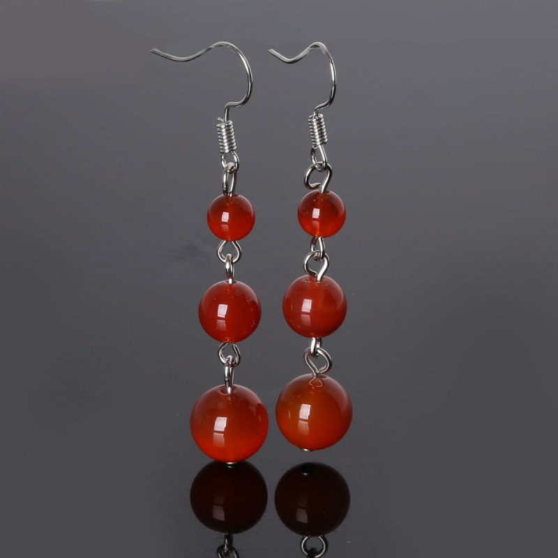 2:Red agate ball earrings