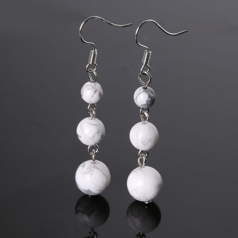 5:White turquoise ball earrings