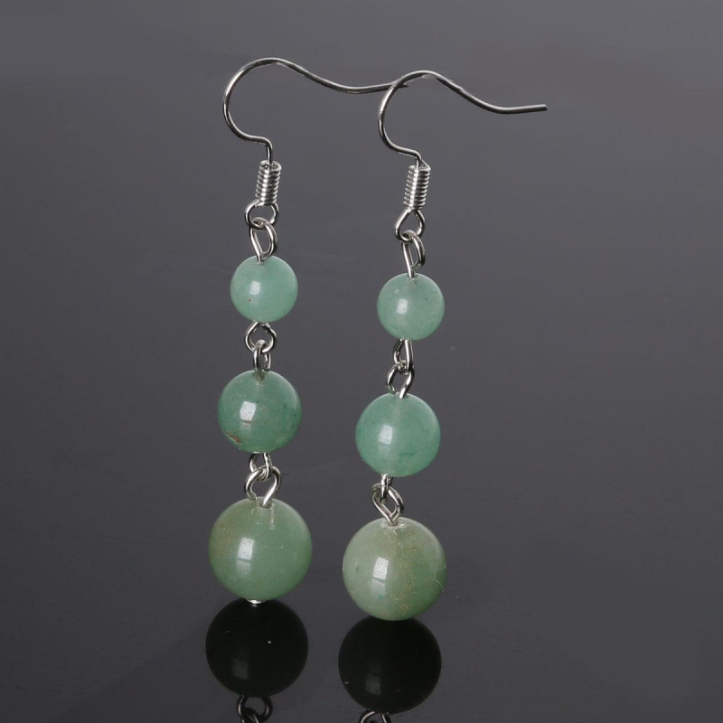 6:Green aventurine ball earrings