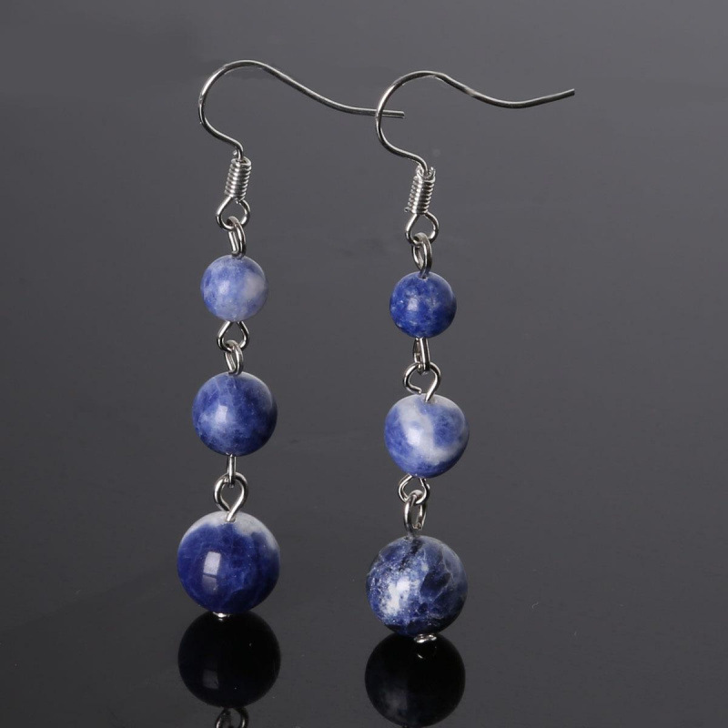 9:Blue pattern ball earrings