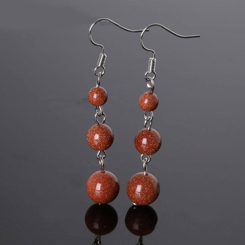 12:Gold sand stone ball earrings
