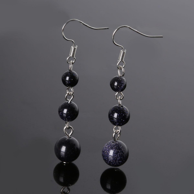 13:Blue sandstone ball earrings