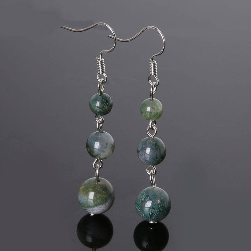 14:Aquatic agate ball earrings