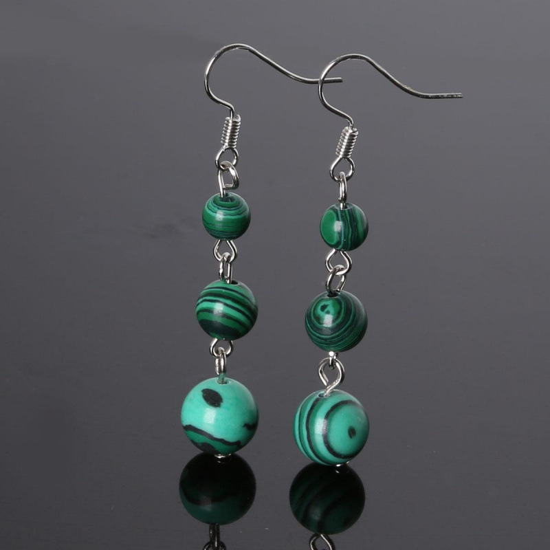 15:Malachite ball earrings
