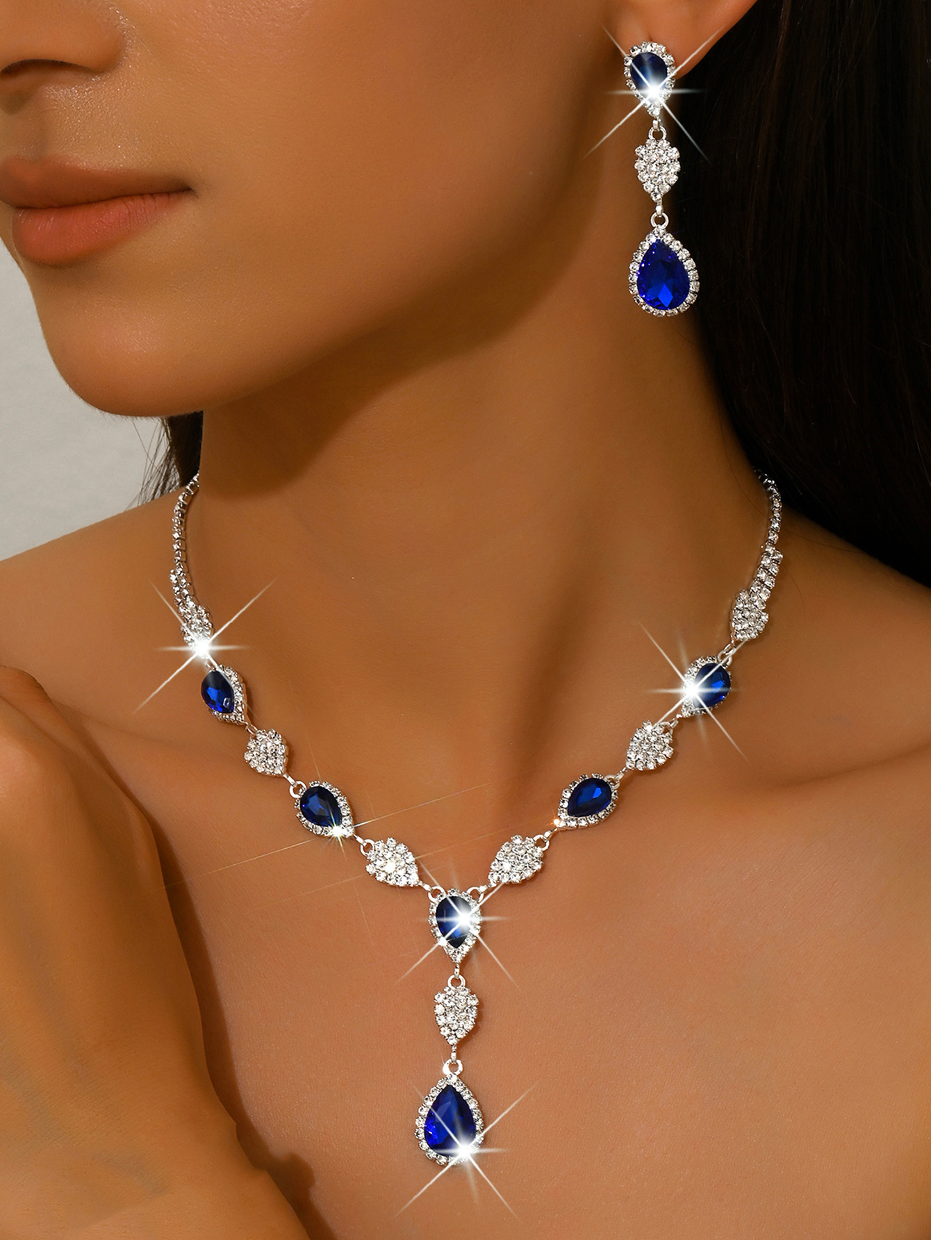 1:1662 royal blue necklace earrings