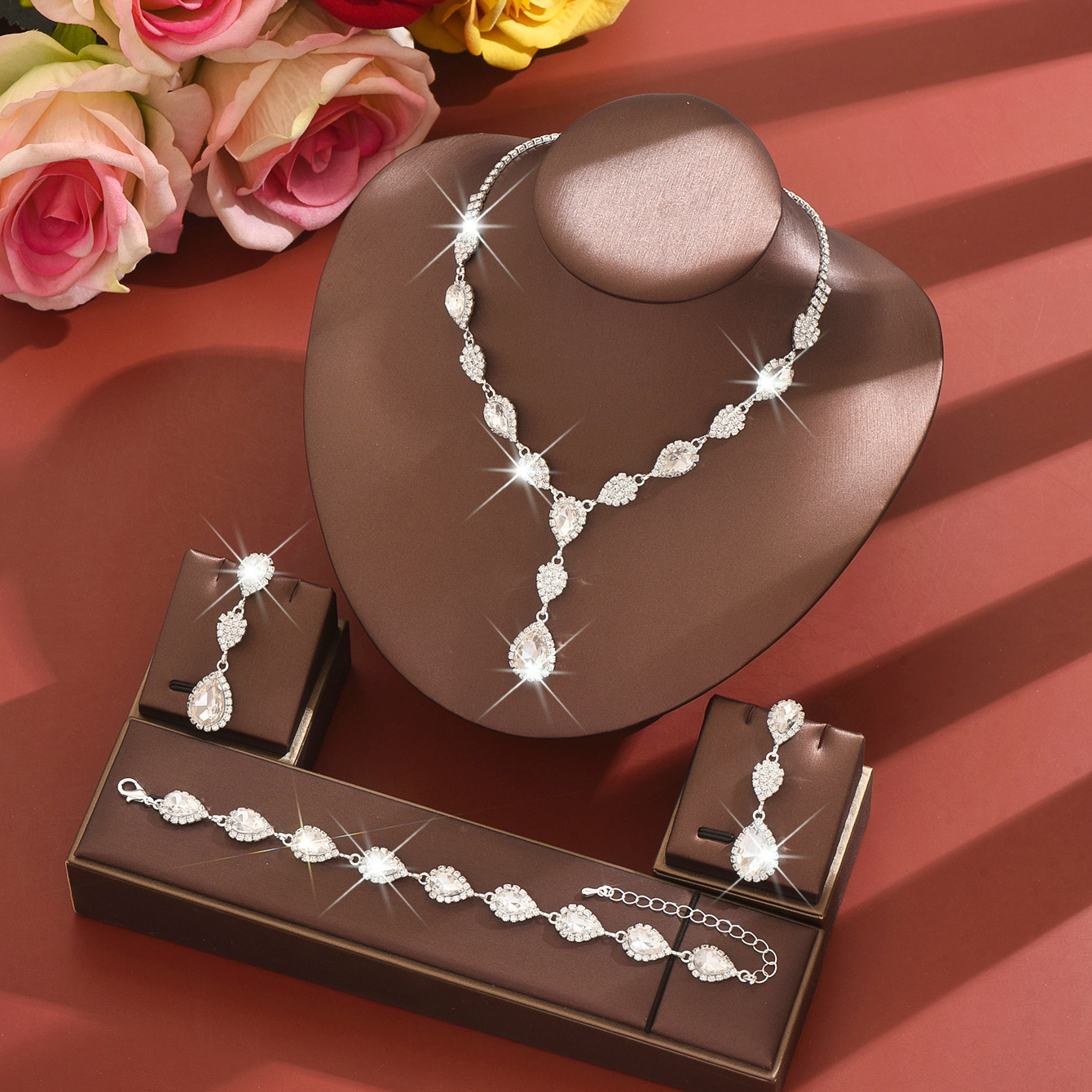 6:1662 796 white necklace earrings bracelet