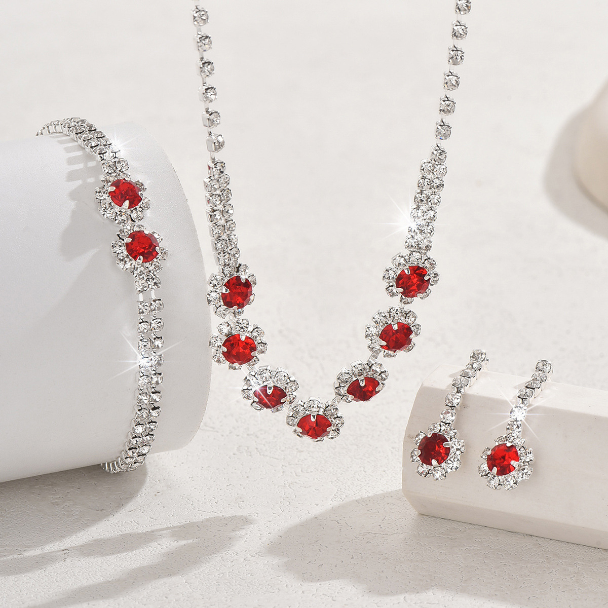6:F/ red necklace earrings bracelet set