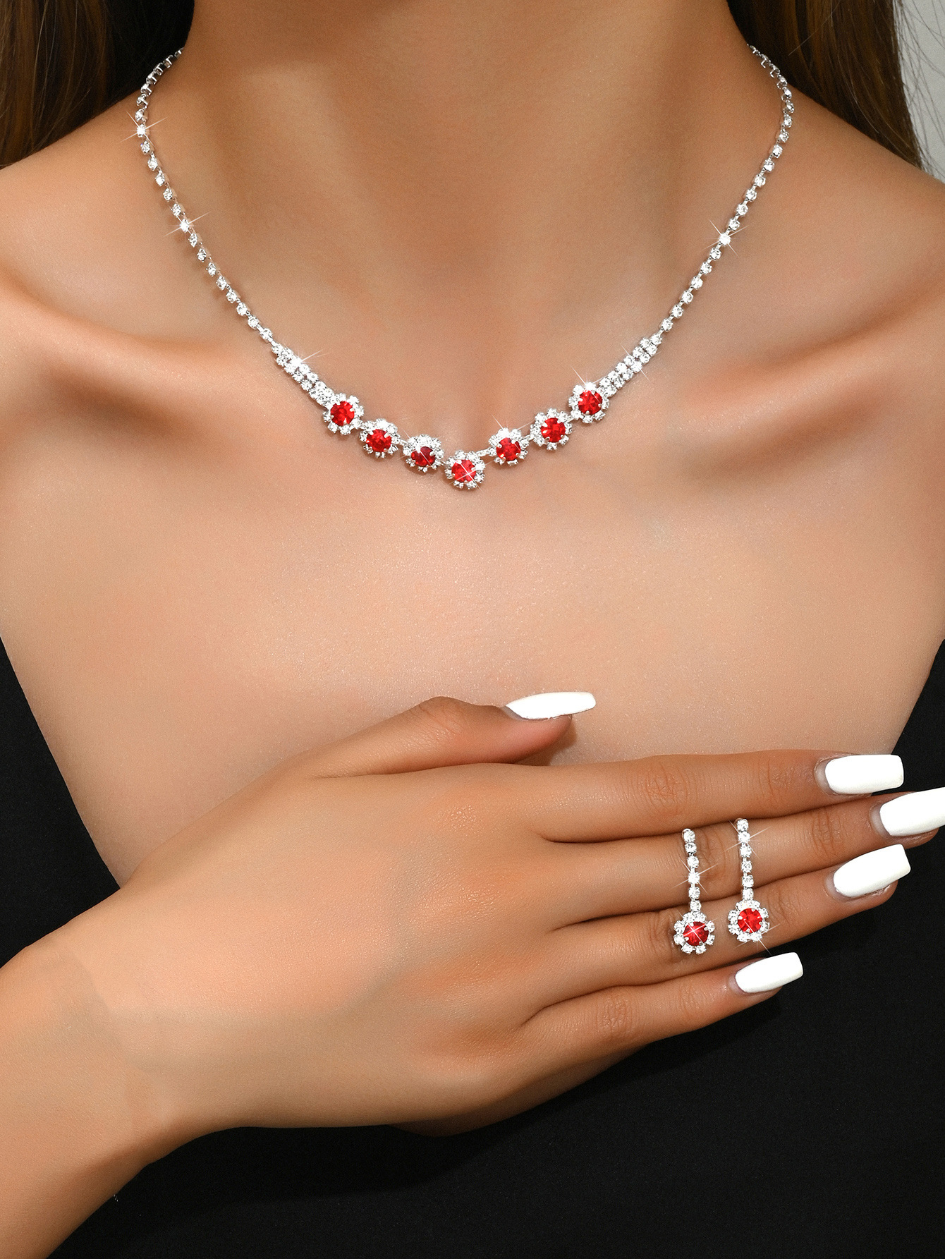 10:J/ red necklace earrings