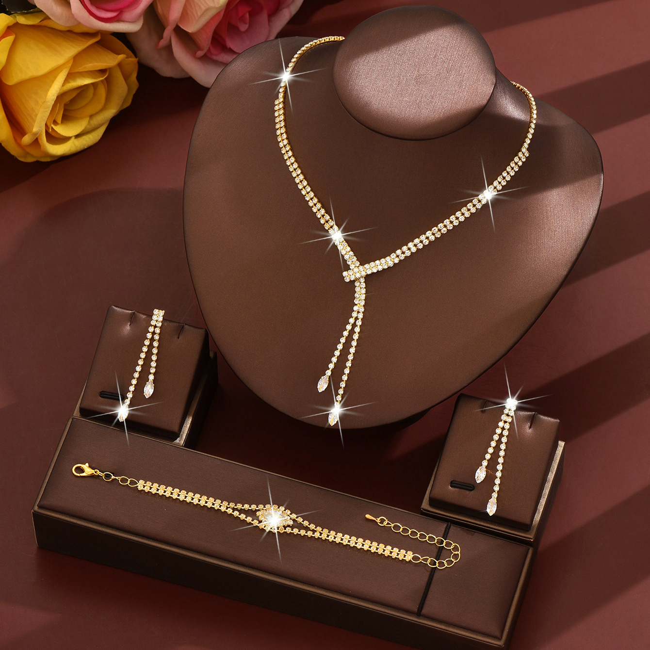 8:H gold necklace earrings bracelet