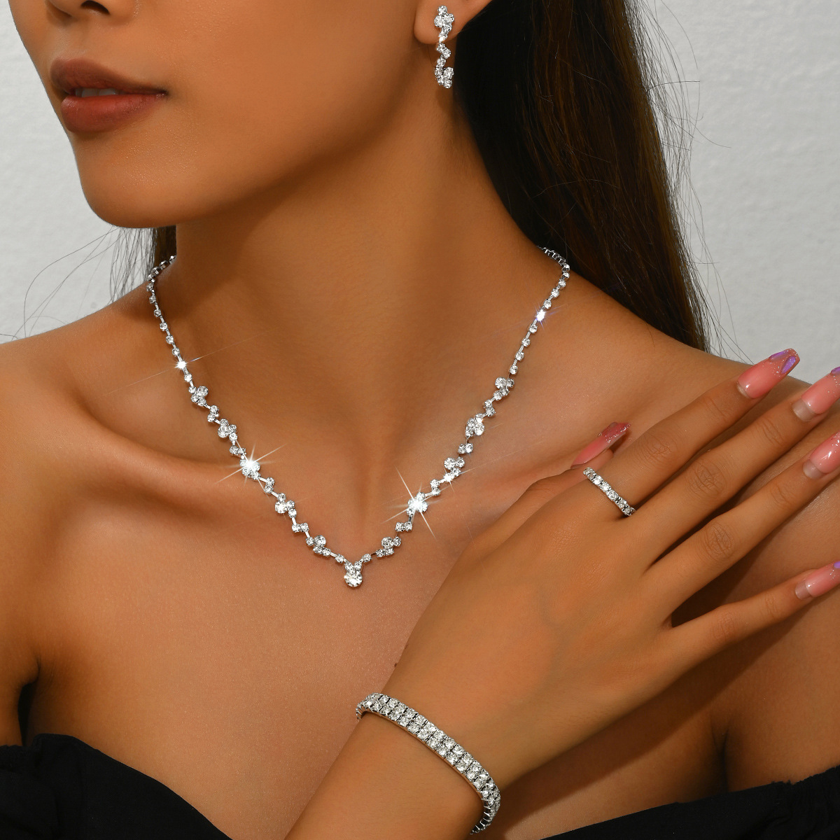 4:D elastic ring single row bracelet 2 rows