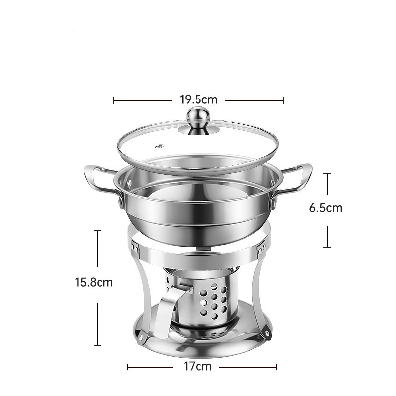 Large 19cm single-flavor pot   stainless steel  stove (no fuel) comes with a spoon and a colander