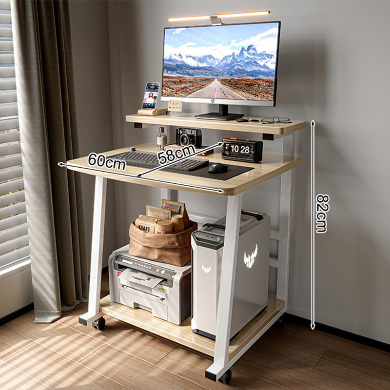 Brushed white oak color white frame 60x 58cm [wheeled]]