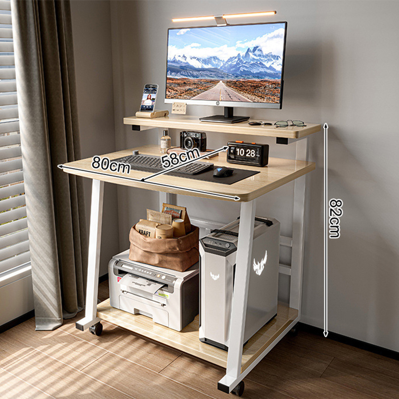 Brushed white oak color white frame 80x 58cm [wheeled]]