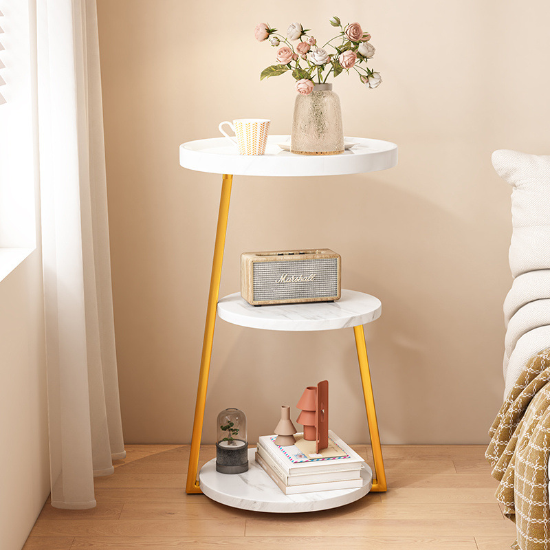 Gold frame-three-layer white imitation marble tabletop
