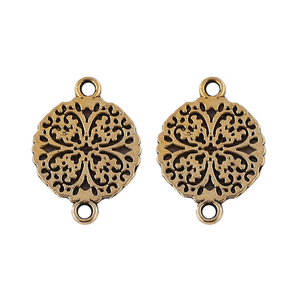 5:14x 14mm/ hollow four-leaf clover ancient gold